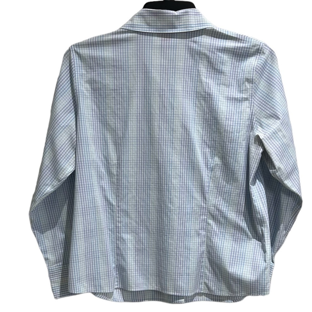Talbots Petites Wrinkle Resistant Stretch Button Down Blue Blouse/Shirt Size 14 - Picture 2 of 6